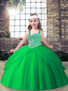 Enchanting Straps Neckline Beading and Pick Ups Little Girls Pageant Dress Wholesale Sleeveless Lace Up