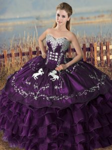 Sophisticated Sleeveless Embroidery Lace Up 15 Quinceanera Dress
