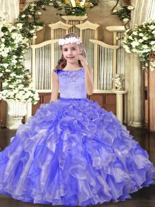 Floor Length Ball Gowns Sleeveless Lavender Little Girl Pageant Dress Zipper
