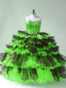 Sweetheart Lace Up Beading and Ruffles and Ruffled Layers 15 Quinceanera Dress Sleeveless