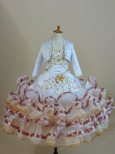 Cute Multi-color Little Girls Pageant Dress Wedding Party with Beading and Ruffled Layers Strapless Sleeveless Lace Up