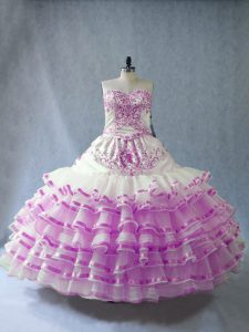 Exceptional Sweetheart Sleeveless Lace Up Quinceanera Dress Lilac Organza