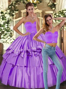 Lilac Backless 15th Birthday Dress Ruffled Layers Sleeveless Floor Length