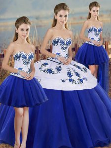 Chic Sleeveless Lace Up Floor Length Embroidery and Bowknot 15th Birthday Dress