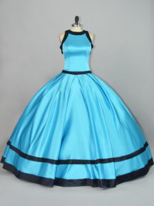 Clearance Baby Blue Scoop Zipper Ruching Sweet 16 Dresses Sleeveless