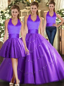Dynamic Floor Length Ball Gowns Sleeveless Purple Sweet 16 Quinceanera Dress Lace Up