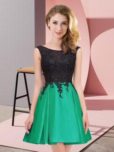 Ideal Mini Length Zipper Quinceanera Court of Honor Dress Green for Wedding Party with Lace
