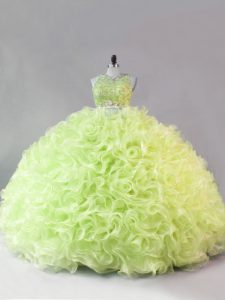 Comfortable Sleeveless Beading and Ruffles Zipper Quince Ball Gowns