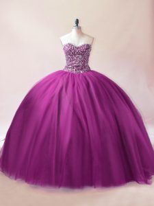 Floor Length Purple Vestidos de Quinceanera Sweetheart Sleeveless Lace Up