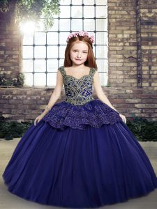 Sleeveless Beading and Appliques Lace Up Kids Pageant Dress