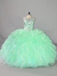 Nice Sleeveless Beading and Ruffles Lace Up Sweet 16 Dresses