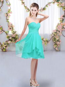 Sweetheart Sleeveless Lace Up Vestidos de Damas Turquoise Chiffon