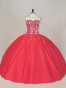 Sumptuous Sweetheart Sleeveless Tulle Quinceanera Dresses Beading Lace Up