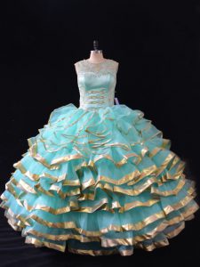 Best Selling Floor Length Ball Gowns Sleeveless Apple Green Sweet 16 Dress Lace Up