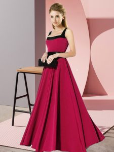 Fashionable Fuchsia Chiffon Zipper Vestidos de Damas Sleeveless Floor Length Belt