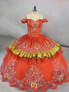 High Class Sleeveless Embroidery Lace Up 15th Birthday Dress