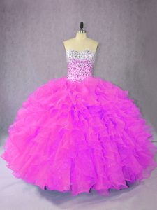 Sweetheart Sleeveless Organza Sweet 16 Dresses Ruffles Lace Up
