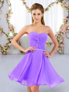 Lavender Sweetheart Neckline Ruching Damas Dress Sleeveless Lace Up