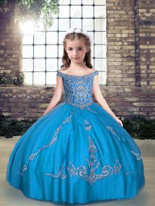 Sleeveless Beading and Appliques Lace Up Little Girls Pageant Dress Wholesale