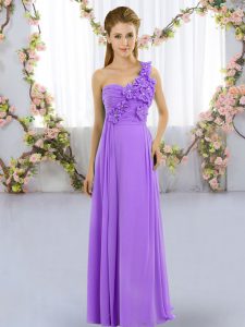 Charming Lavender Sleeveless Hand Made Flower Floor Length Dama Dress for Quinceanera