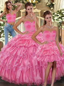 Fancy Sleeveless Ruffled Layers and Pick Ups Lace Up Quinceanera Dresses
