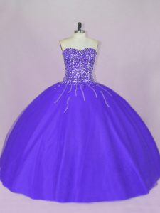 Blue and Purple 15th Birthday Dress Sweet 16 and Quinceanera with Beading Sweetheart Sleeveless Lace Up