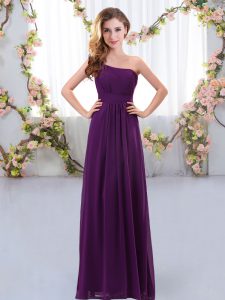 Ideal Sleeveless Zipper Floor Length Ruching Vestidos de Damas