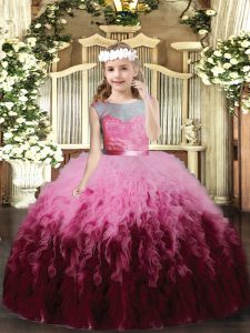 Cute Floor Length Multi-color Little Girl Pageant Gowns Scoop Sleeveless Backless