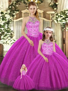 Enchanting Sleeveless Beading Lace Up 15th Birthday Dress