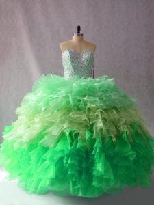 Sumptuous Floor Length Multi-color Vestidos de Quinceanera Organza Sleeveless Beading and Ruffles