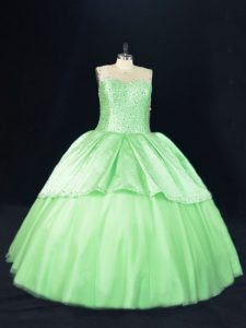 Scoop Neckline Beading 15 Quinceanera Dress Sleeveless Lace Up