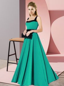 Affordable Turquoise Quinceanera Dama Dress Wedding Party with Belt Square Sleeveless Zipper