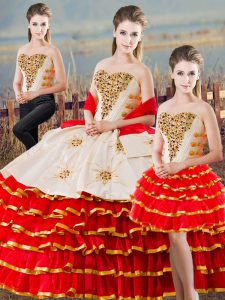 Luxury Sweetheart Sleeveless Satin 15 Quinceanera Dress Beading and Ruffled Layers Lace Up