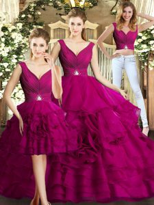 Chic Sleeveless Beading and Ruffles Backless Quinceanera Dresses