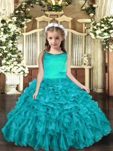 Sleeveless Ruffles Lace Up Little Girls Pageant Dress Wholesale