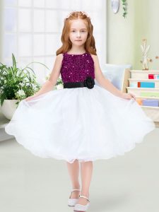 Knee Length A-line Sleeveless White Pageant Dress Wholesale Zipper