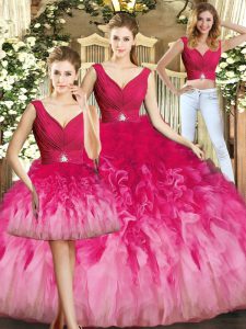 Multi-color Sleeveless Tulle Lace Up Quinceanera Dress for Sweet 16 and Quinceanera