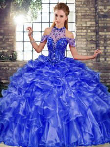 Unique Sleeveless Beading and Ruffles Lace Up Quinceanera Dresses