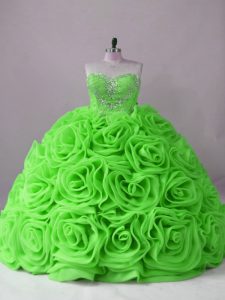 Vintage Sleeveless Beading Lace Up Quinceanera Dresses with Brush Train