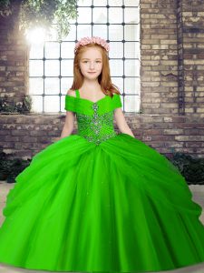 Best Sleeveless Lace Up Floor Length Beading Little Girls Pageant Dress Wholesale