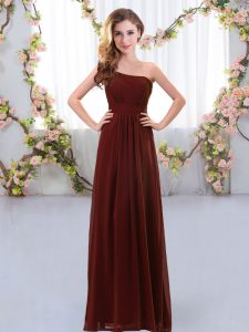 Most Popular Sleeveless Zipper Floor Length Ruching Dama Dress