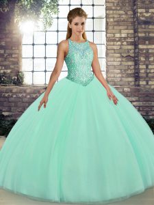 Fantastic Scoop Sleeveless Tulle Sweet 16 Dress Embroidery Lace Up