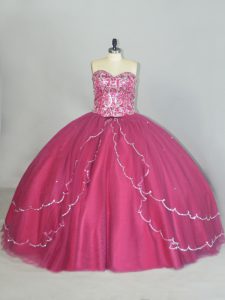 Sweetheart Sleeveless Tulle Quinceanera Dresses Beading and Sequins Brush Train Lace Up