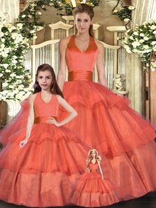 Sleeveless Lace Up Floor Length Ruffled Layers Ball Gown Prom Dress