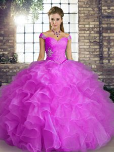 Cheap Sleeveless Beading and Ruffles Lace Up Sweet 16 Quinceanera Dress