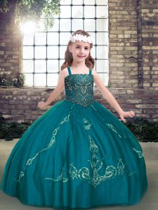 Tulle Sleeveless Floor Length Pageant Dress Womens and Beading