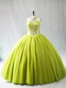 Gorgeous Sleeveless Beading Lace Up 15th Birthday Dress