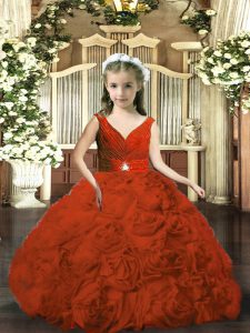 Hot Sale Sleeveless Backless Floor Length Beading and Ruching Pageant Dress Toddler