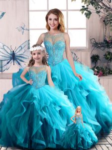 Sleeveless Beading and Ruffles Lace Up Quinceanera Dress