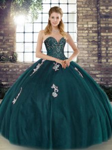 Glittering Sleeveless Beading and Appliques Lace Up Vestidos de Quinceanera